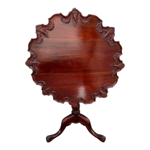 English Chippendale Style (20th Century) Mahogany Piecrust Edge Tilt -Top Shell End Table
