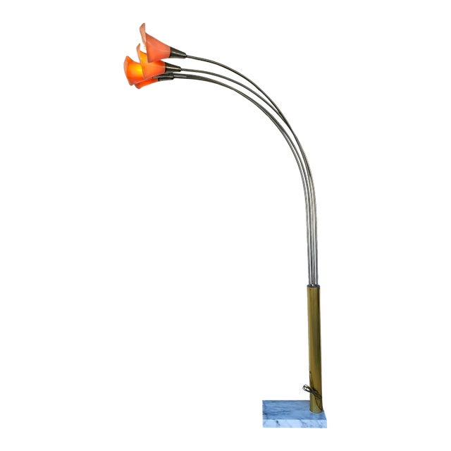 Vintage Arc Floor Lamp Italian Calla Lily For Sale
