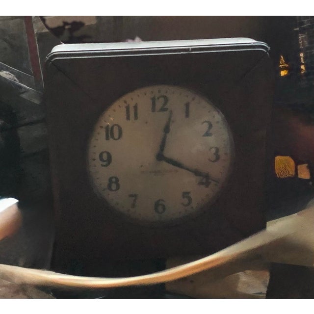 Antique 1920s Self Winding Clock Co. Square Wooden Wall Clock – Mint Condition Case A monumental and rare piece of early...