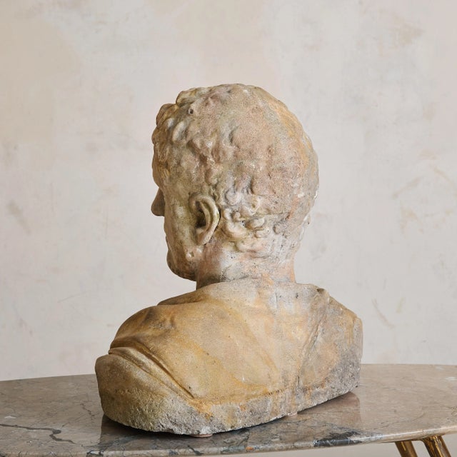 Large French Stone Bust of Emperor Caracalla, 1940s For Sale - Image 4 of 5