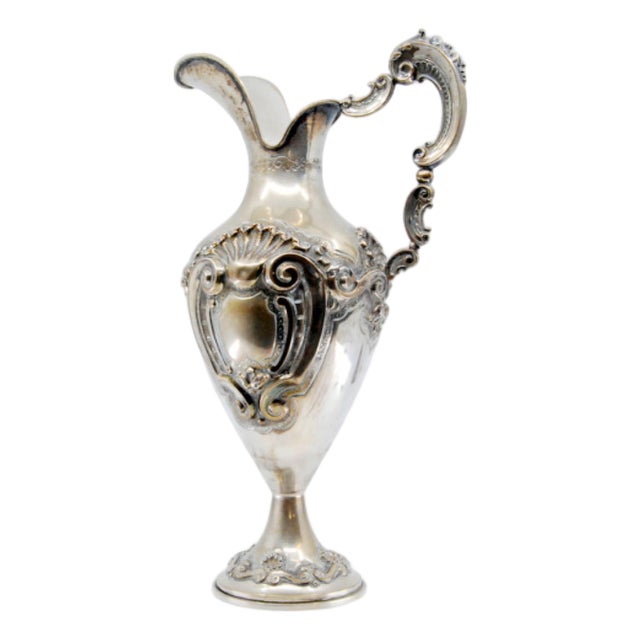 Silver Water Jug with Shells For Sale