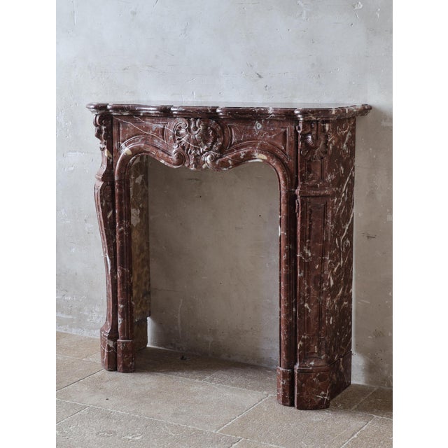 Antique French Rouge Royal Marble Fireplace For Sale - Image 4 of 10
