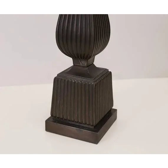 Early 20th Century Ribbed Metal Lamp Art Deco Art Nouveau Egyptian Revival Column For Sale - Image 5 of 6
