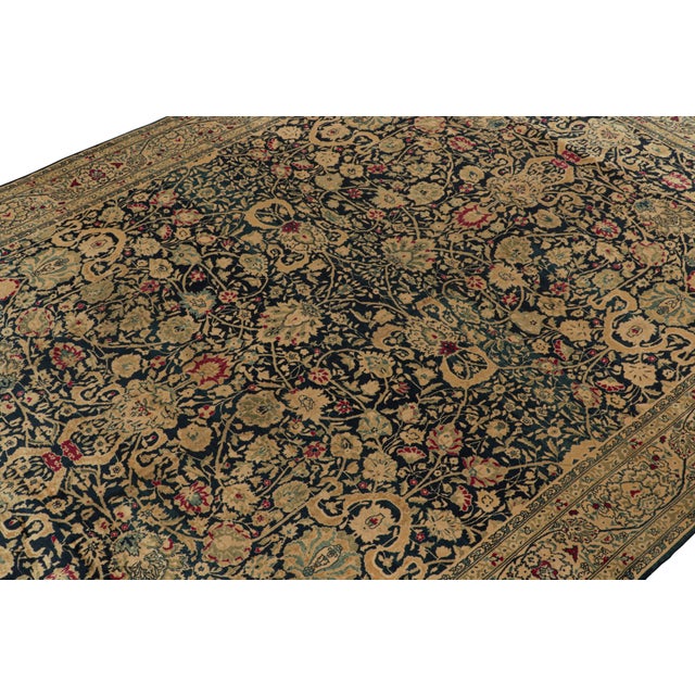 Rug & Kilim Late 19th Century Hand-Knotted Antique Agra Rug in Blue, Gold and Red Floral Pattern For Sale - Image 4 of 7