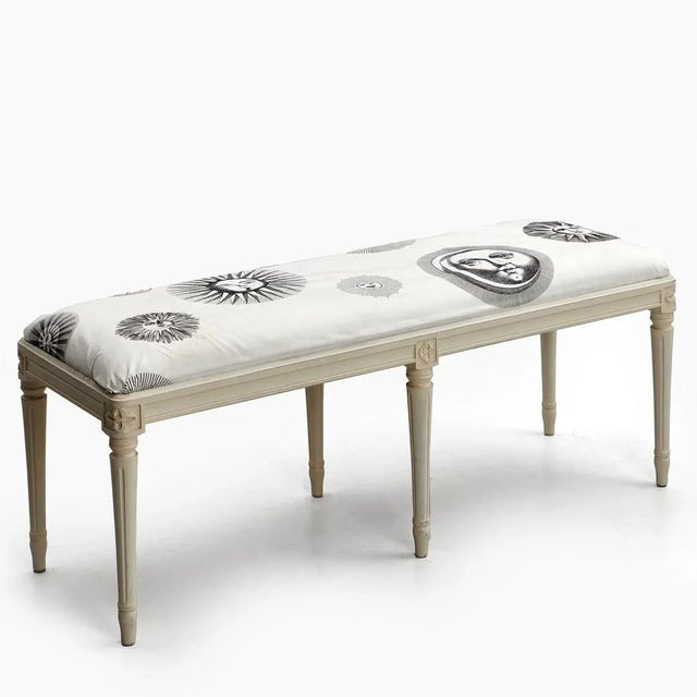 1950s Vintage Gustavian Bench with Fabric, 1950s For Sale - Image 5 of 5