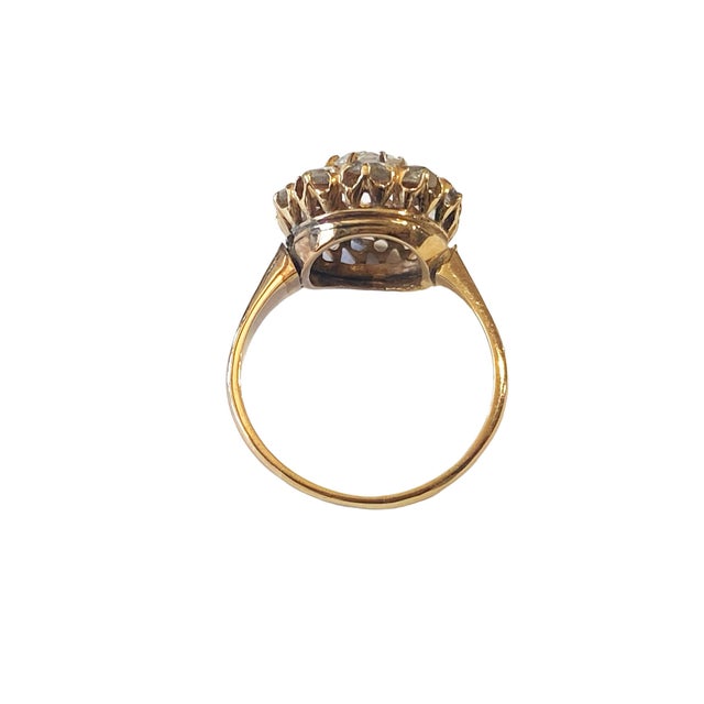1920's 14k Yellow Gold Rose Cut Diamond Ring Size 4 For Sale In New York - Image 6 of 12