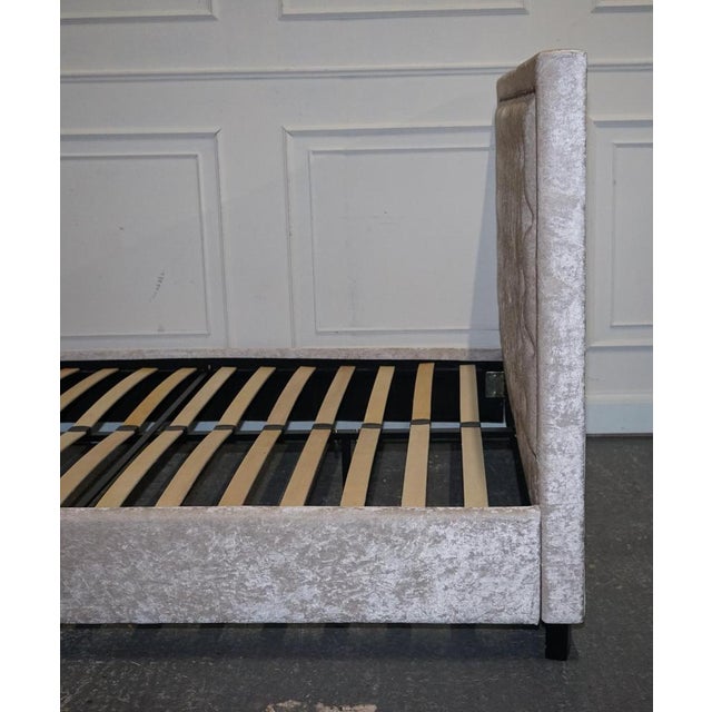 Baby Pink Velvet Double Bed Frame For Sale - Image 12 of 18