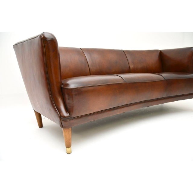 Vintage Danish Leather Sofa, 1950s For Sale - Image 9 of 11