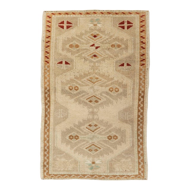 Turkish Mini Rug Oriental Hand Knotted Vintage Rug 1'10" x 2'10" #21045 For Sale
