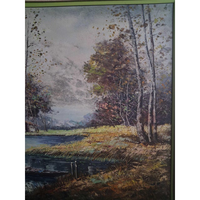 Italian Mid-20th Century Italian River Landscape Oil Painting Signed Berti For Sale - Image 3 of 8