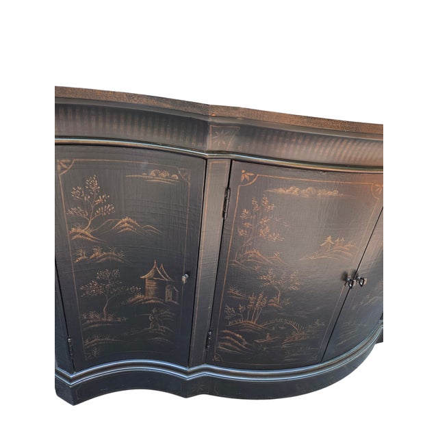 1990s Ethan Allen Vivianne Serpentine Console Buffet Sideboard Credenza Chinoiserie For Sale - Image 17 of 18