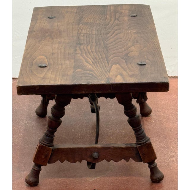 Spanish Castilian Refectory Style Walnut & Wrought Iron Coffee Table, Early 20th For Sale - Image 13 of 14