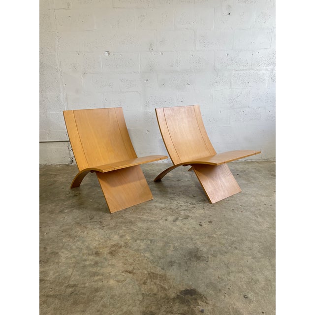 Brown Pair Scandinavian Modern Jens Nielson "Laminex" Chairs by Westnofa For Sale - Image 8 of 9