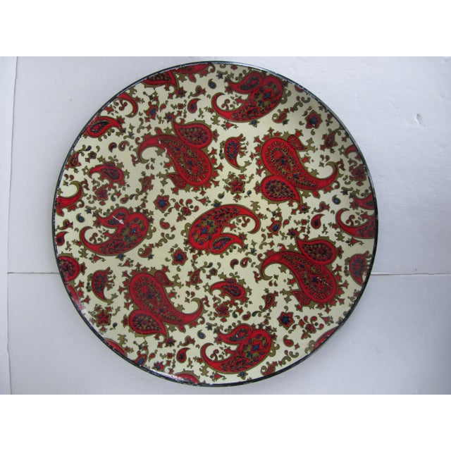 Vintage Red Paisley Tray For Sale In Raleigh - Image 6 of 8