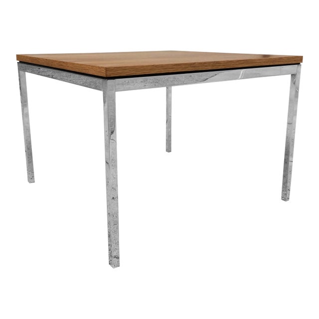 1970s Florence Knoll Oak Top & Chrome Leg Side Table For Sale