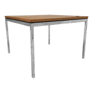 1970s Florence Knoll Oak Top & Chrome Leg Side Table