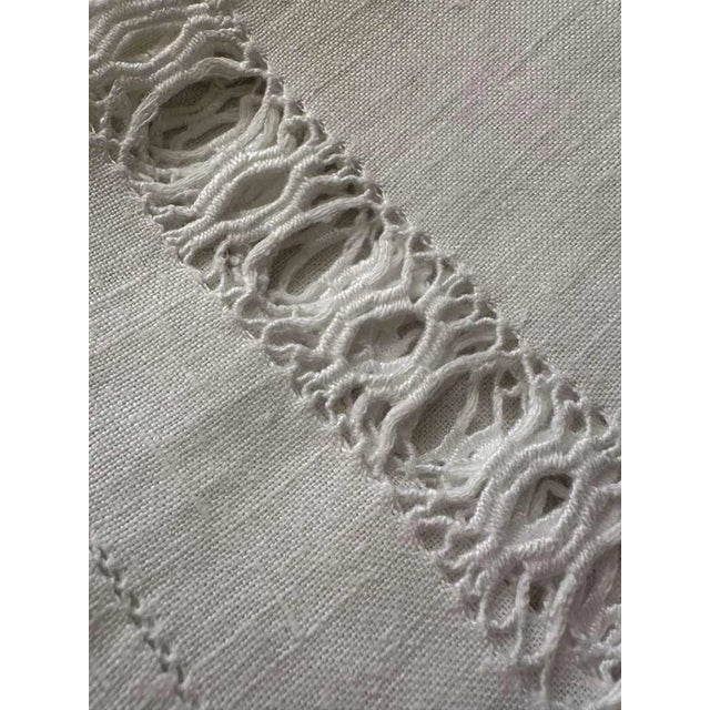 Antique French Linen Towel with Drawn Thread Work | Handwoven Flax Guest Towel | Trousseau Linen Textile | c. 1900 For Sale In Philadelphia - Image 6 of 8