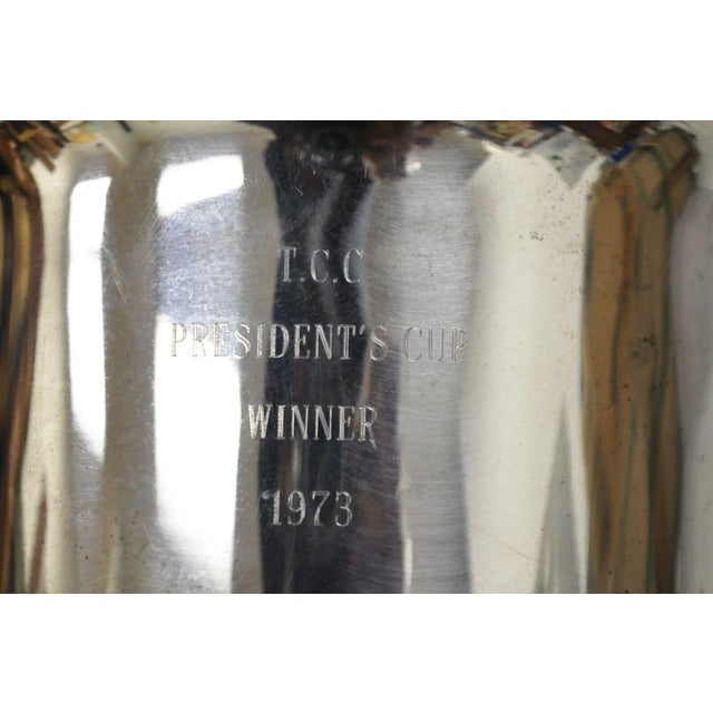 Vintage Engraved "TCC Presidents Cup Winner 1973" Silver Plated Champagne Ice Bucket. Item features engraved "T.C.C....