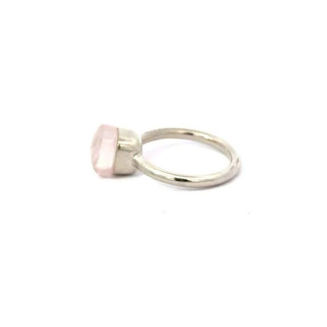 Soft Pink Rose Quartz Solitaire Ring for Women in 925 Silver, Size 8.5 For Sale - Image 6 of 11