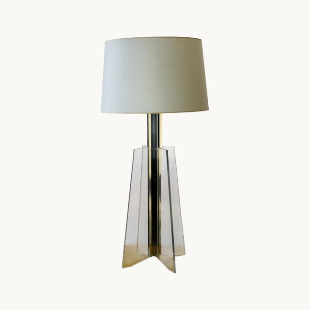 Large Cruciform Lamp in Acrylic Glass and Stainless Steel, France, 1970s. For Sale - Image 3 of 7