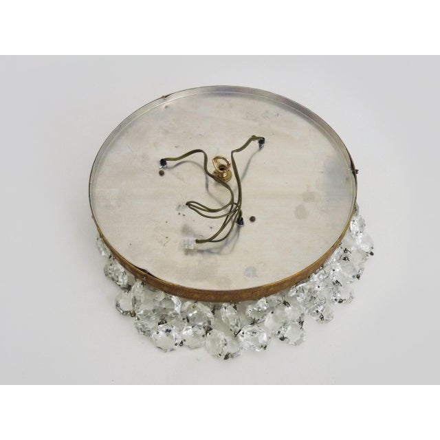 Gold Louis XVI Style Crown-Shaped 3-Light Ceiling Light with Half-Basket Glass Pendants, 1950s For Sale - Image 8 of 9