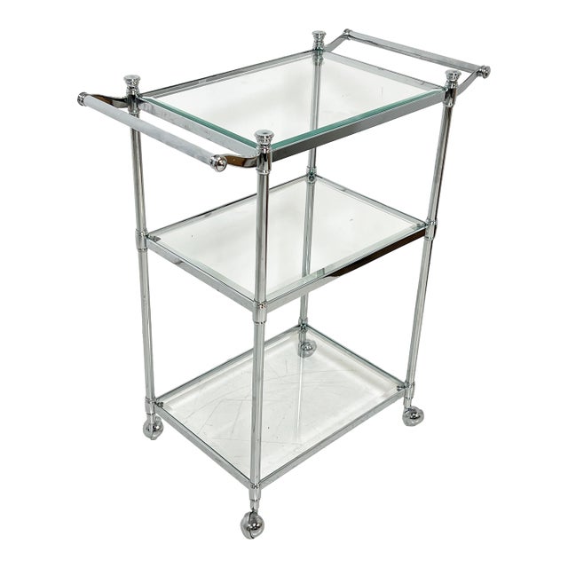 C. 1970s French Chrome Drinks Trolley / Serving Cart For Sale