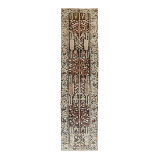 Early 20th Century Zabihi Collection Brown Persian Kurd Bakhtiari Runner - 3'3" x 13'7" For Sale