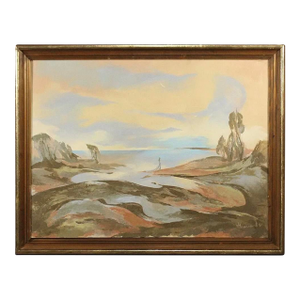 Vintage Russian Oil Landscape Painting Surrealism