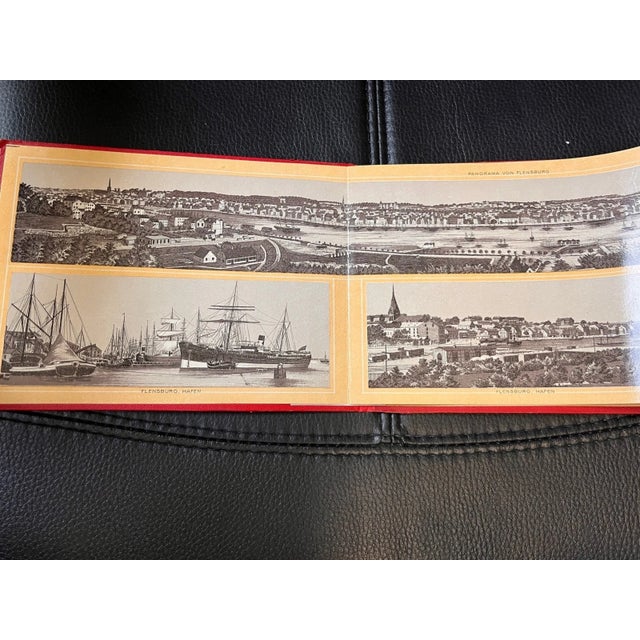 Antique 1903 German Souvenir Photo Album: Panorama von Flensburg bis Alsen An exquisite 19th-century accordion-fold...