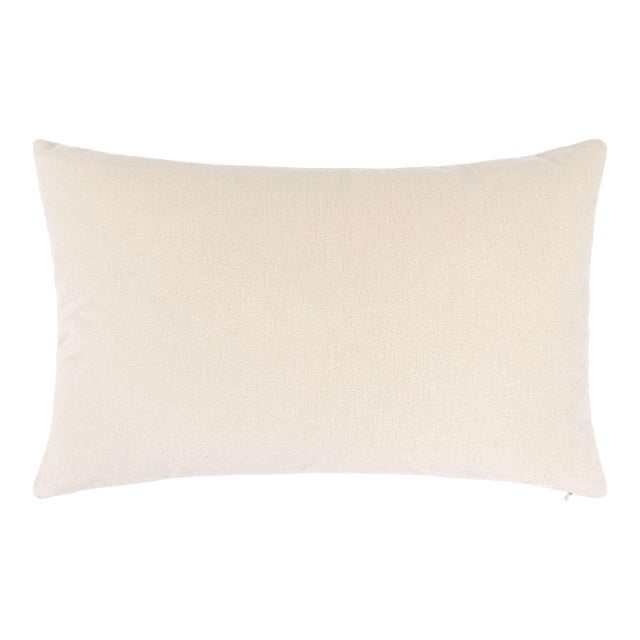Scalamandre 22" x 14" Tudor Velvet Lumbar Pillow in Froth For Sale