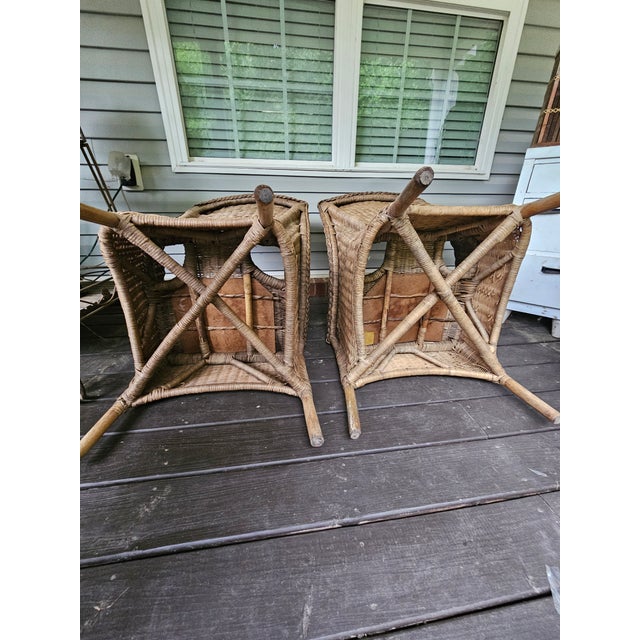Contemporary Early 20th Century Hand-Made Pair Untreated Natural Accent Chairs For Sale - Image 3 of 12