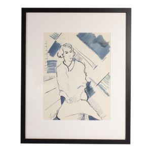 1960 Ink Portrait Drawing of a Woman by Harry Hilson