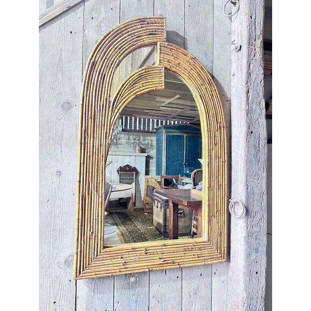 Vintage Bamboo Wall Mirror from Vivai Del Sud For Sale - Image 6 of 8