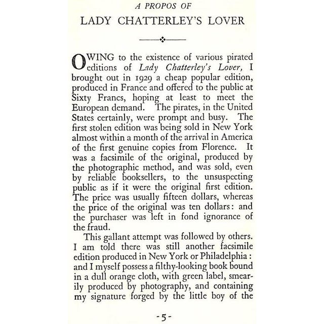 "Apropos of Lady Chatterley's Lover" 1930 Lawrence, d.h. For Sale - Image 4 of 4