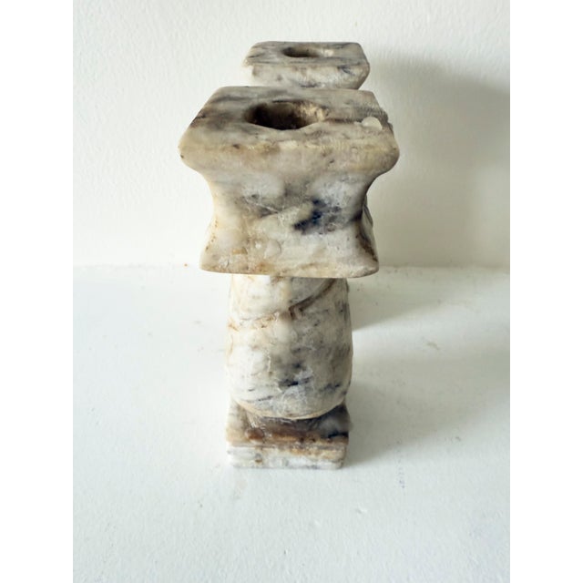 Pair of Vintage Mid-Century Modern Marble Candlestick Holders For Sale - Image 4 of 10