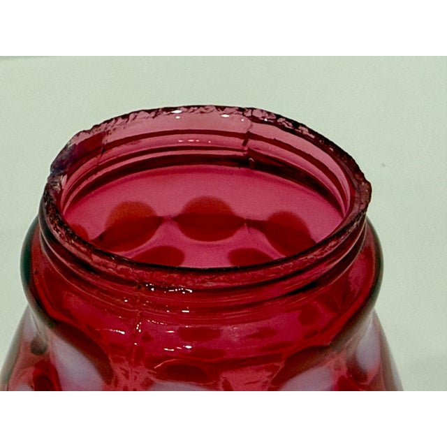 Red Fenton Cranberry Red Opalescent Coin Dot Sugar Shaker Muffineer With Lid For Sale - Image 8 of 9