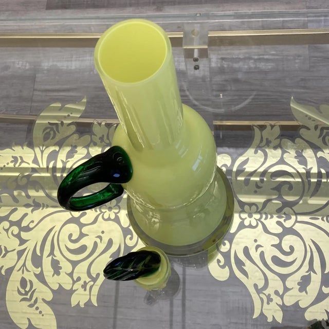 Vintage Canary Cased Glass Decanter For Sale - Image 9 of 10