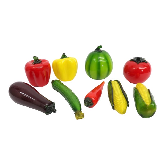 Vintage Hand-Blown Art Glass Vegetable Collection, Set of 9 For Sale