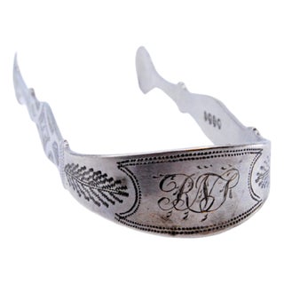 Silver Sugar Tongs with Engraving For Sale