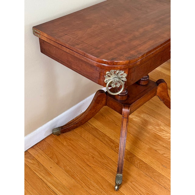 Brown Antique Flip Top Convertible Console to Game Table For Sale - Image 8 of 13