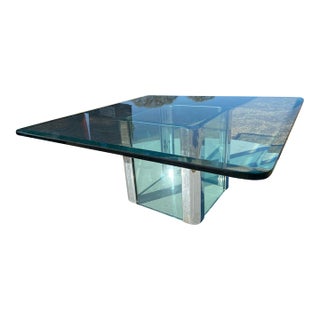 Vintage Mid Century Modern Leon Rosen for Pace Collection Chrome Glass Coffee Table Unmarked For Sale