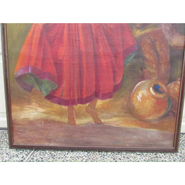 Vintage oil on canvas Spanish impressionist painting of a flamenco or gypsy dancer, signed upper right C.H. Kletzker,...