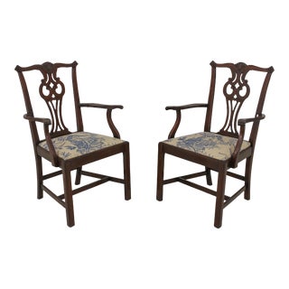 Pair Chippendale Style Solid Mahogany Armchairs For Sale