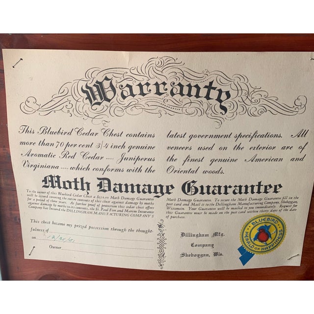 1940s Bluebird Cedar Chest Dresser For Sale - Image 9 of 9