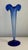 Blue Tall Blue Satin Glass Trumpet Vase For Sale - Image 8 of 8