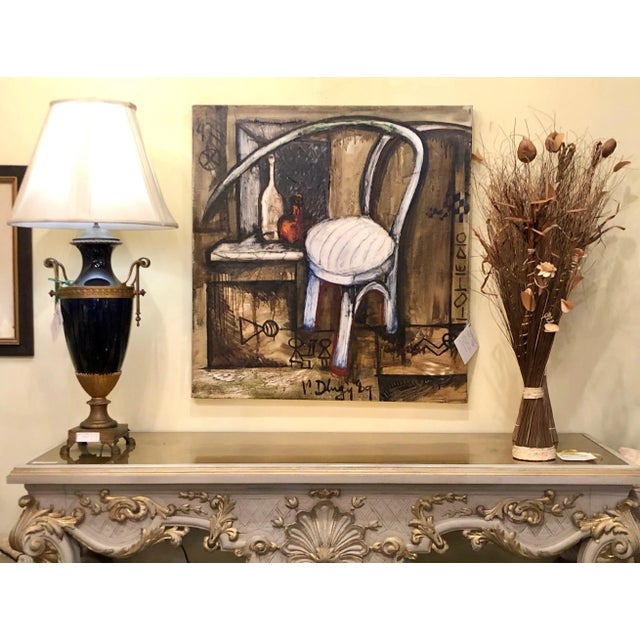 White Vitaly Dlugy White Chair, 1989 Oil on Canvas For Sale - Image 8 of 13