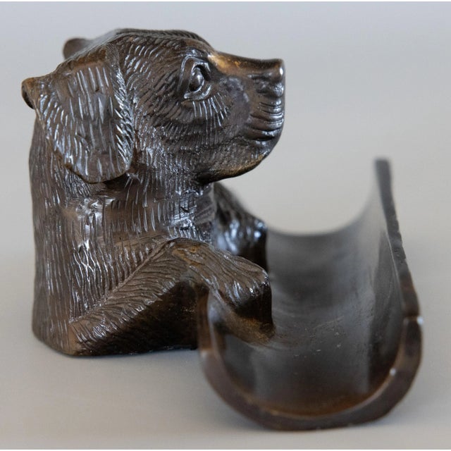 Cabin Vintage Bronze Tone Metal Dog Pen Tray Desk Accessory For Sale - Image 3 of 8