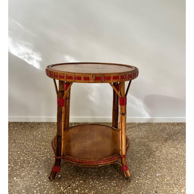 Rustic French Bamboo and Cane Side Table, 1950s For Sale - Image 3 of 9