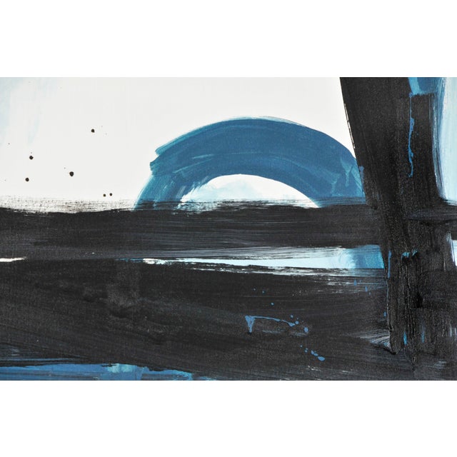 Robbie Kemper "Black and Blue Gray Loops" Abstract Expressionist Acrylic Painting For Sale - Image 4 of 6