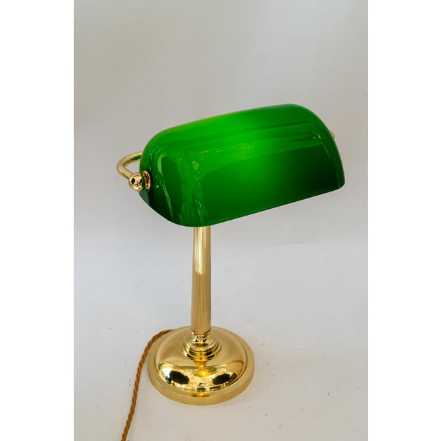 Art Deco Banker Lamp with Green Glass Shade, Vienna, 1920s For Sale - Image 9 of 18